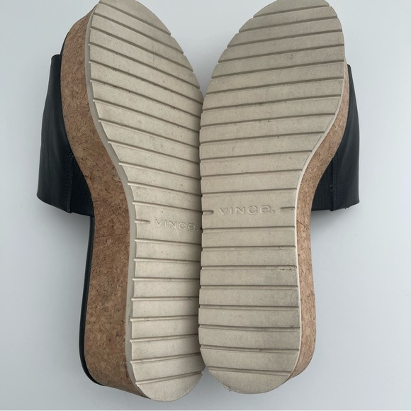 VINCE James B Leather Women’s Platform Cork Slide Black Sandals size 7.5 - Picture 12 of 14